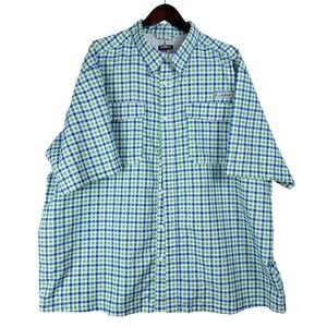 Habit Mens 3XL Short Sleeve Fishing Shirt Tackle Plaid Nautical Blue TS10479